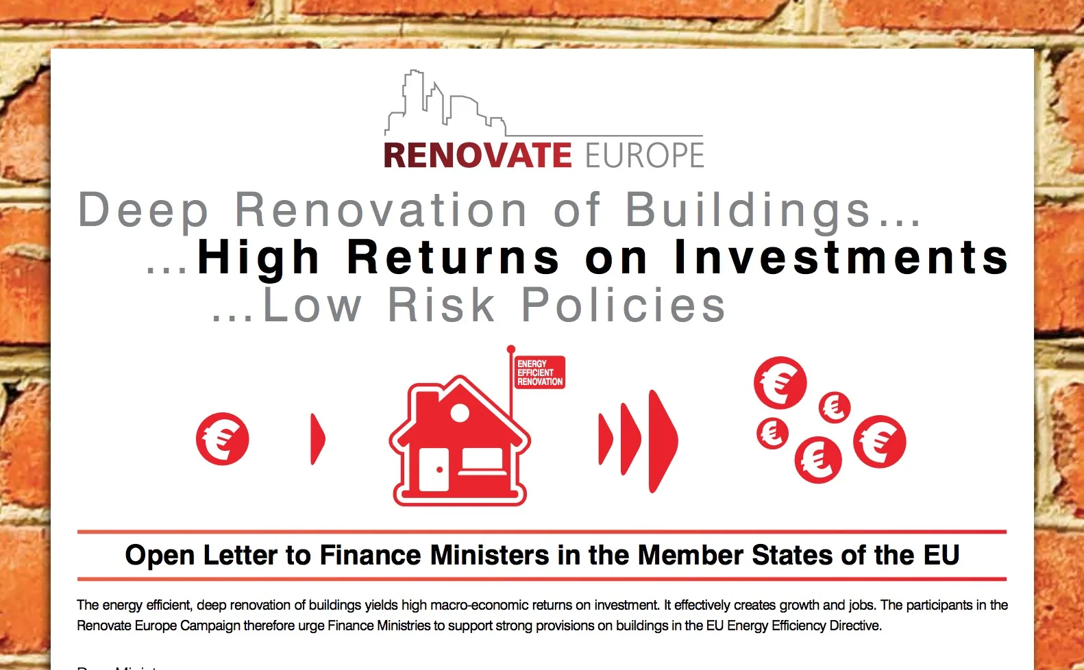 Open Letter to Finance Ministers in the Member States of the EU