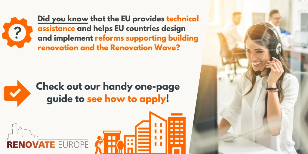 Did you know that the EU provides technical assistance and helps EU countries design and implement reforms supporting building renovation and the Renovation Wave? Check out our one-page guide to see how to apply.