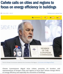 Cañete calls on cities and regions to focus on energy efficiency in buildings