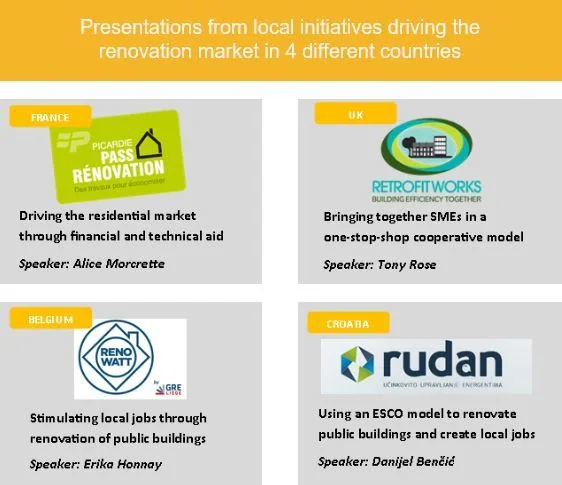 Four local initiatives presented at REDay2016: RenoWATT, RetrofitWorks, an ESCO model in Croatia and Picardie Pass Rénovation