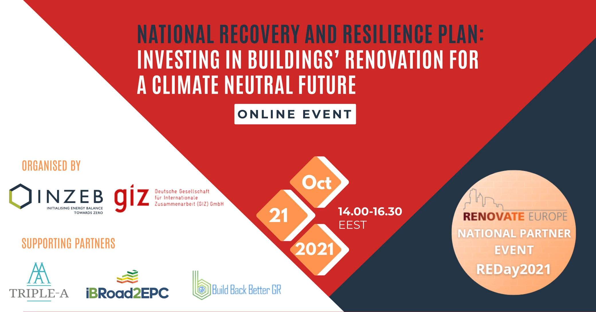 National Recovery and Resilience Plan: Investing in Building Renovation for a Climate Neutral Future, INZEB online event for Renovate Europe Day 2021