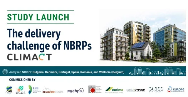 Study launch: The delivery challenge of NBRPs, by CLIMACT. Analysed NBRPs: Bulgaria, Denmark, Portugal, Spain, Romania and Wallonia (Belgium)
